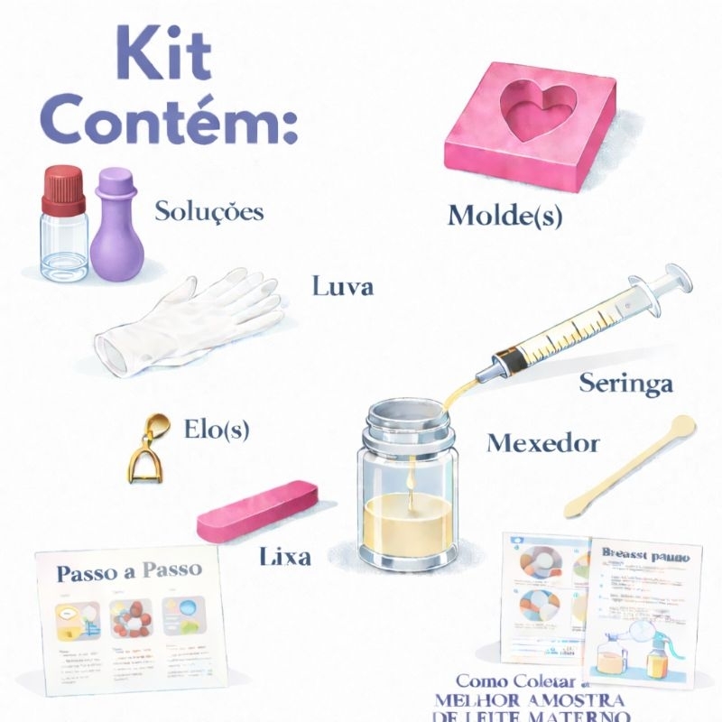 Kit Joia de Leite Materno 3x1 Coração. ANEL + BRINCO + PINGENTE — imagem 2 de 2
