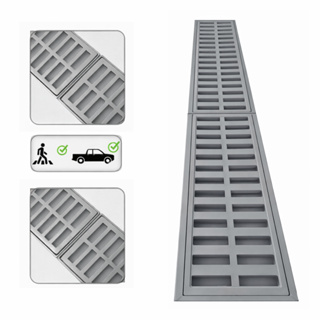 ralo linear 15x200cm grelha e suporte para área externa, piscina e garagem ( 4 peças 15x50cm ) em Oferta na Shopee