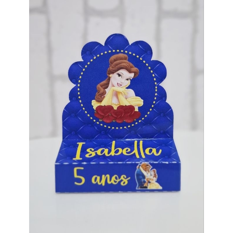 PEGUE E MONTE - Kit Porta Bis Duplo Personalizado Lembrancinhas Aniversário Festa Caixinhas A Bela e a Fera