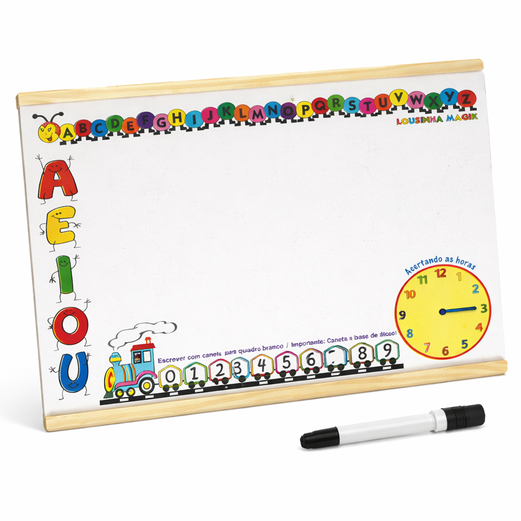Lousa Quadro Branco Escolar Médio Moldura Madeira +1 Caneta com Apagador BRINDE 40x29cm em Oferta na Shopee