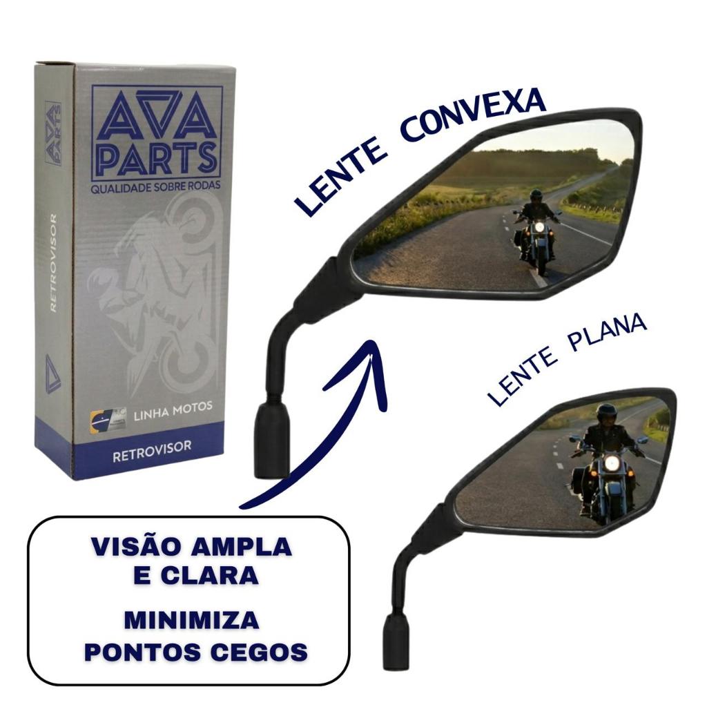 Espelho Retrovisor Kawasaki Z400 Lente Convexa Honda 125 150 160 YAMAHA Ybr Factor 125 Rosca M10 Premium