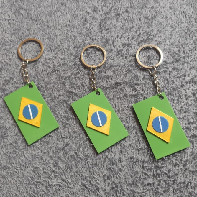 Kit 3 chaveiros bandeira do Brasil Copa do Mundo torcedor seleção brasileira