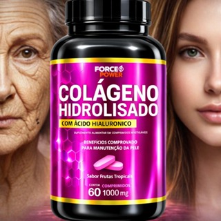 Colageno Hidrolisado com Acido Hialuronico 60 Comprimidos - COLÁGENO PARA UNHAS PELE E CABELO em Oferta na Shopee