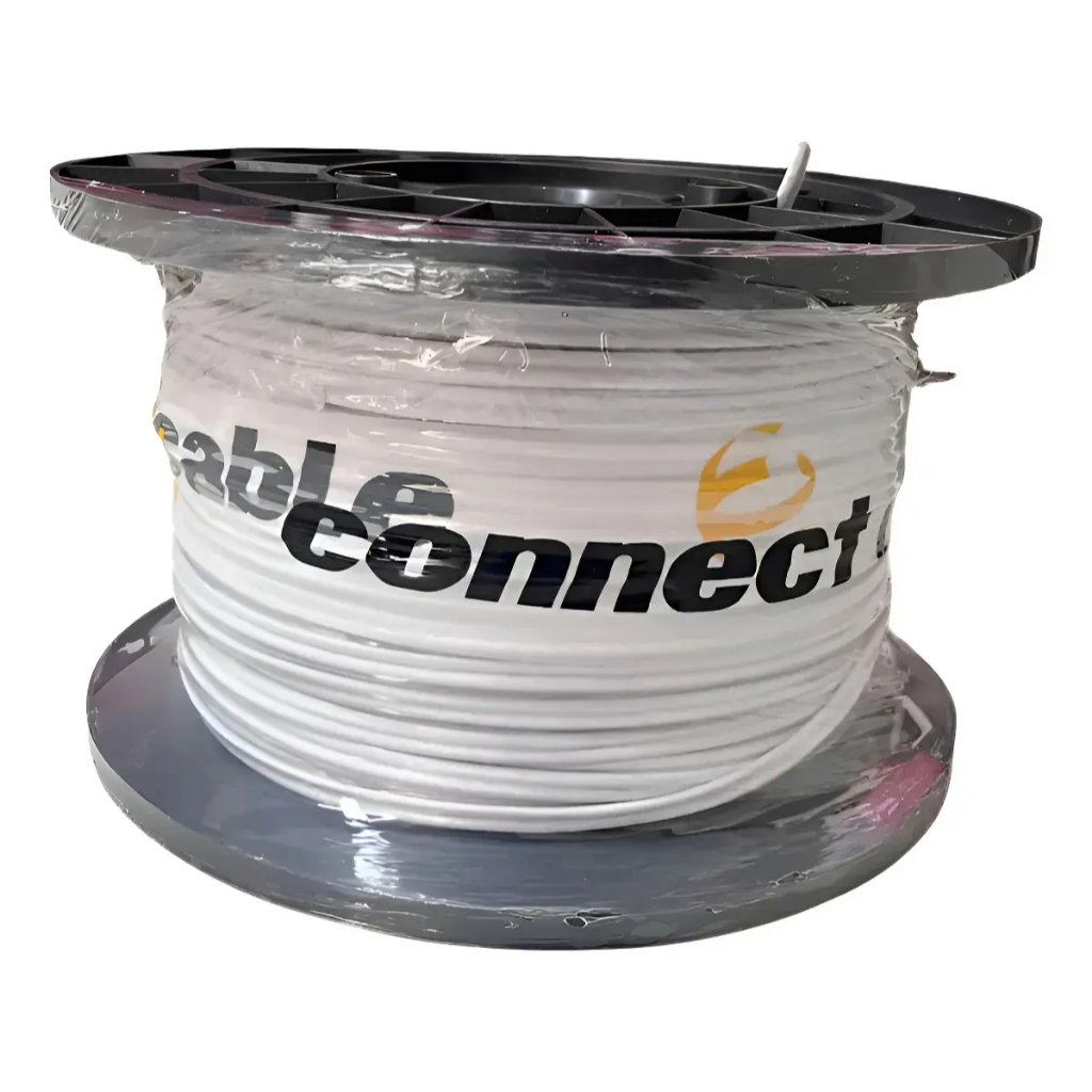 Cabo Coaxial Bipolar Trançado Slim Branco - 100m