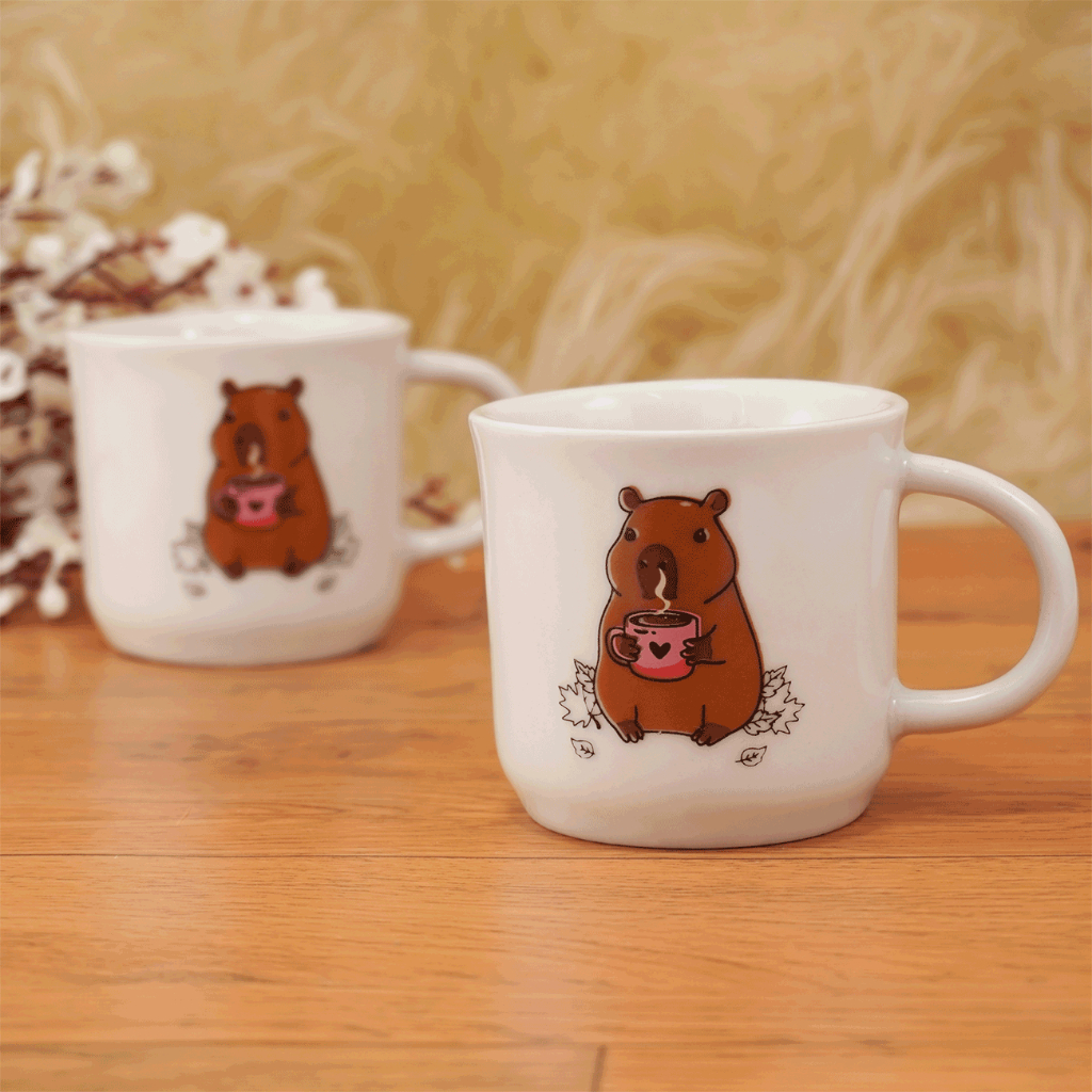 Caneca Ágata em Porcelana de 200ml Capivara divertida