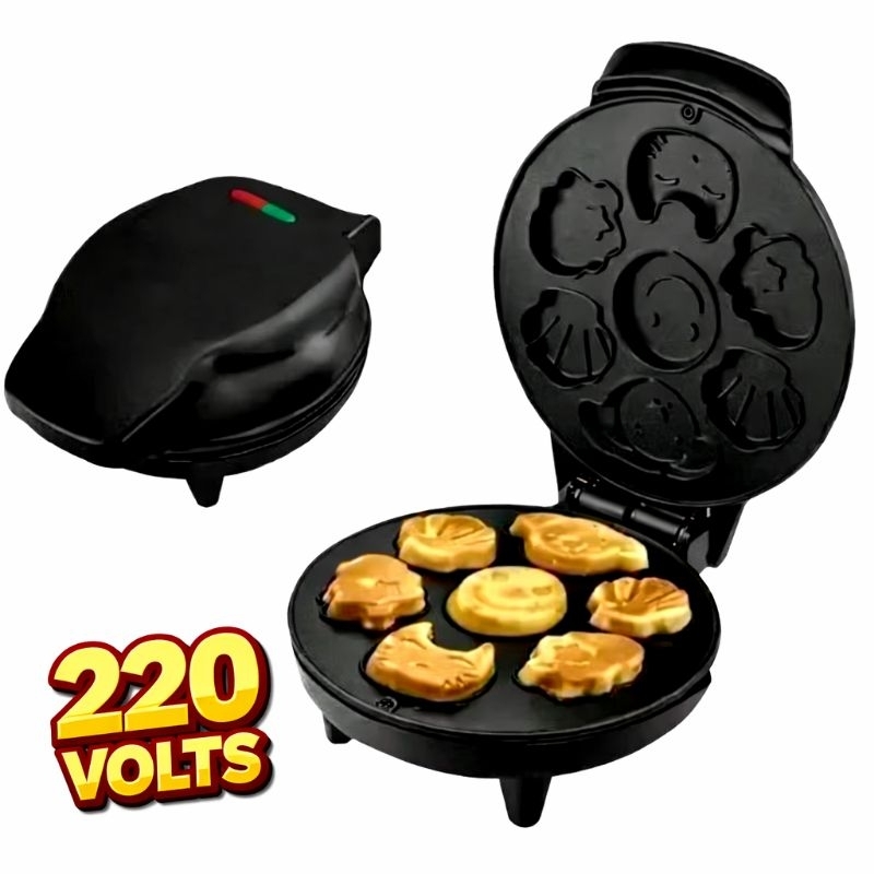 Máquina de Mini Bolinhos Elétrica 220V Formatos Antiaderente Mini Cake Cupcake Infantil Wafle Máquina Wafleira Eletrica