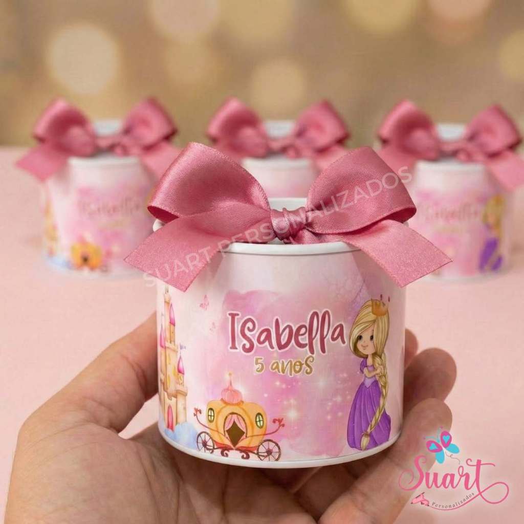 KIT Mini Tubolata Personalizada Princesa Rapunzel Festa Lembrancinha aniversário -Vários Temas