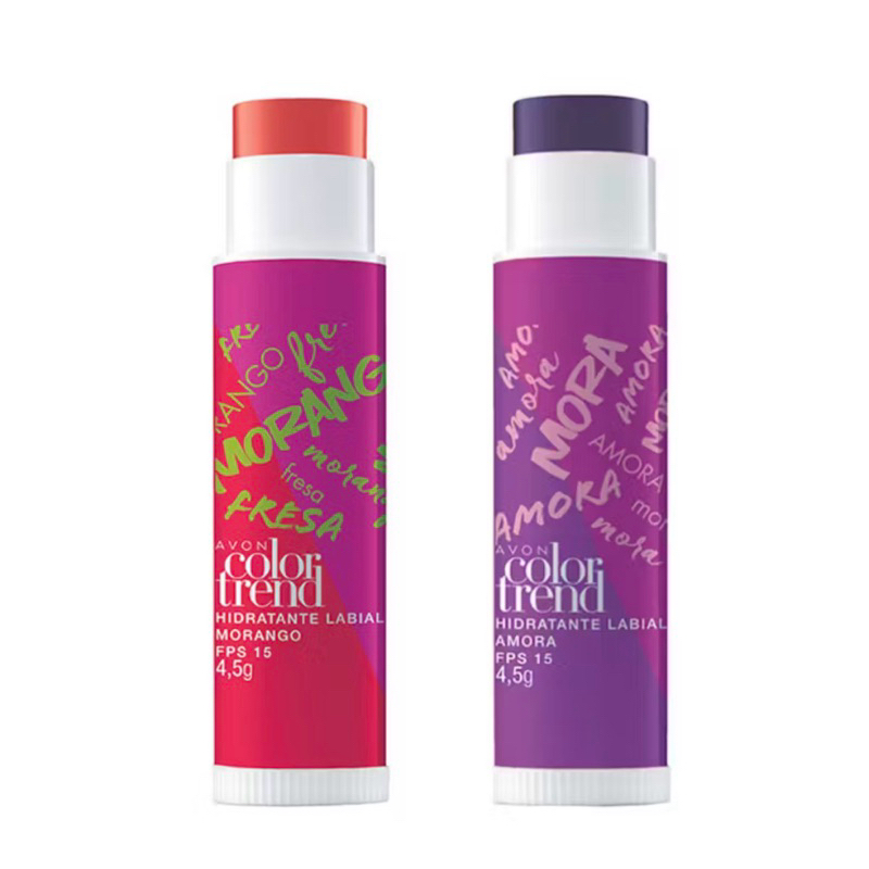 Hidratante Labial Avon Kit 2unidades 1 Morango 1 Amora Color Trend