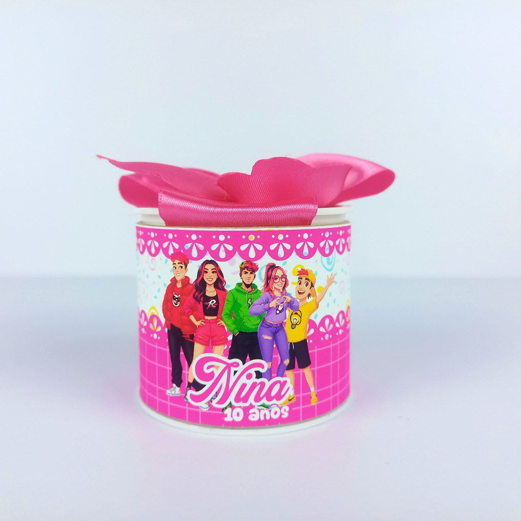 TUBOLATA DOS ROSA PERSONALIZADA 5X6 PARA LEMBRANCINHA FESTA INFANTIL ANIVERSÁRIO