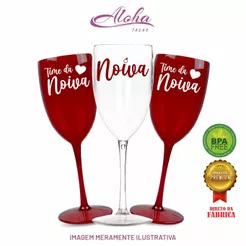 Kit 24 Taças Vinho 420ml Acrílica Personalizadas Chá de lingerie despedida de solteira madrinhas Bride Noiva - Aloha