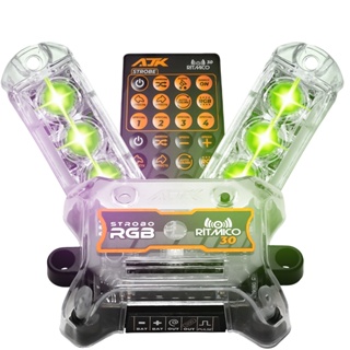 Kit Strobo AJK 3.0 6W RGB Digital Endereçável e Ritmico + 2 Faróis 6W + Controle 38 Mil Efeitos em Oferta na Shopee