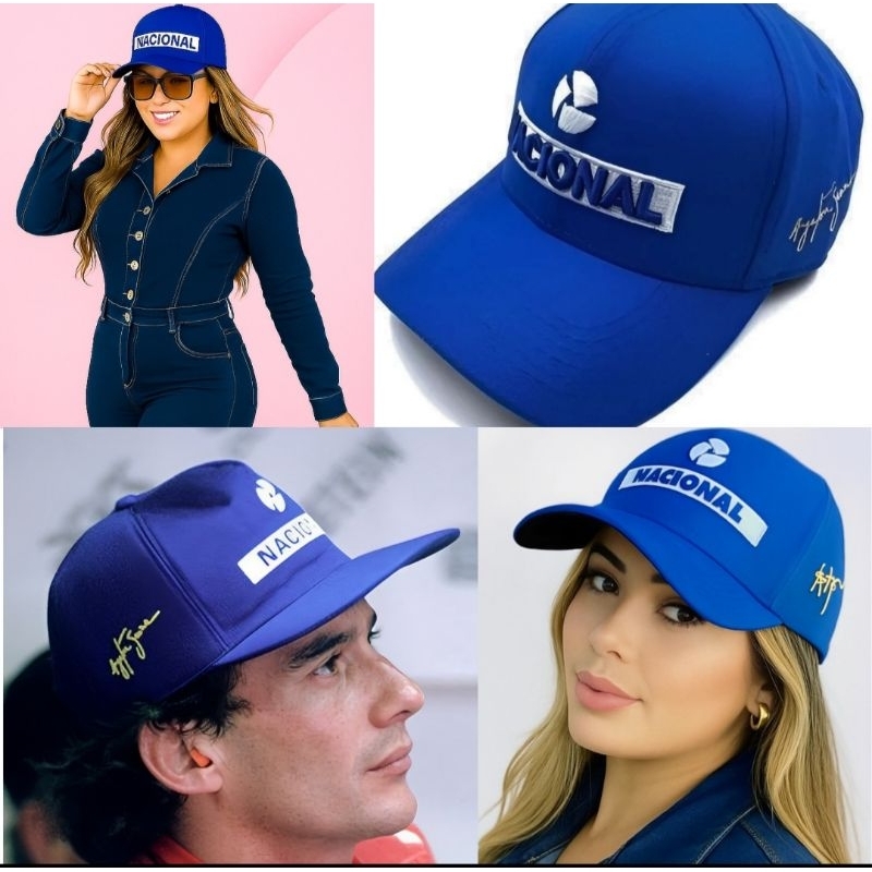 Boné Nacional Ayrton Senna Bordado Azul Promoção unisex