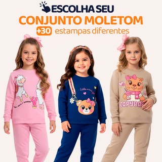 Conjunto Moletom Infantil Menina Criança Blusa e Calça Manga Longa Roupa de Frio Inverno …