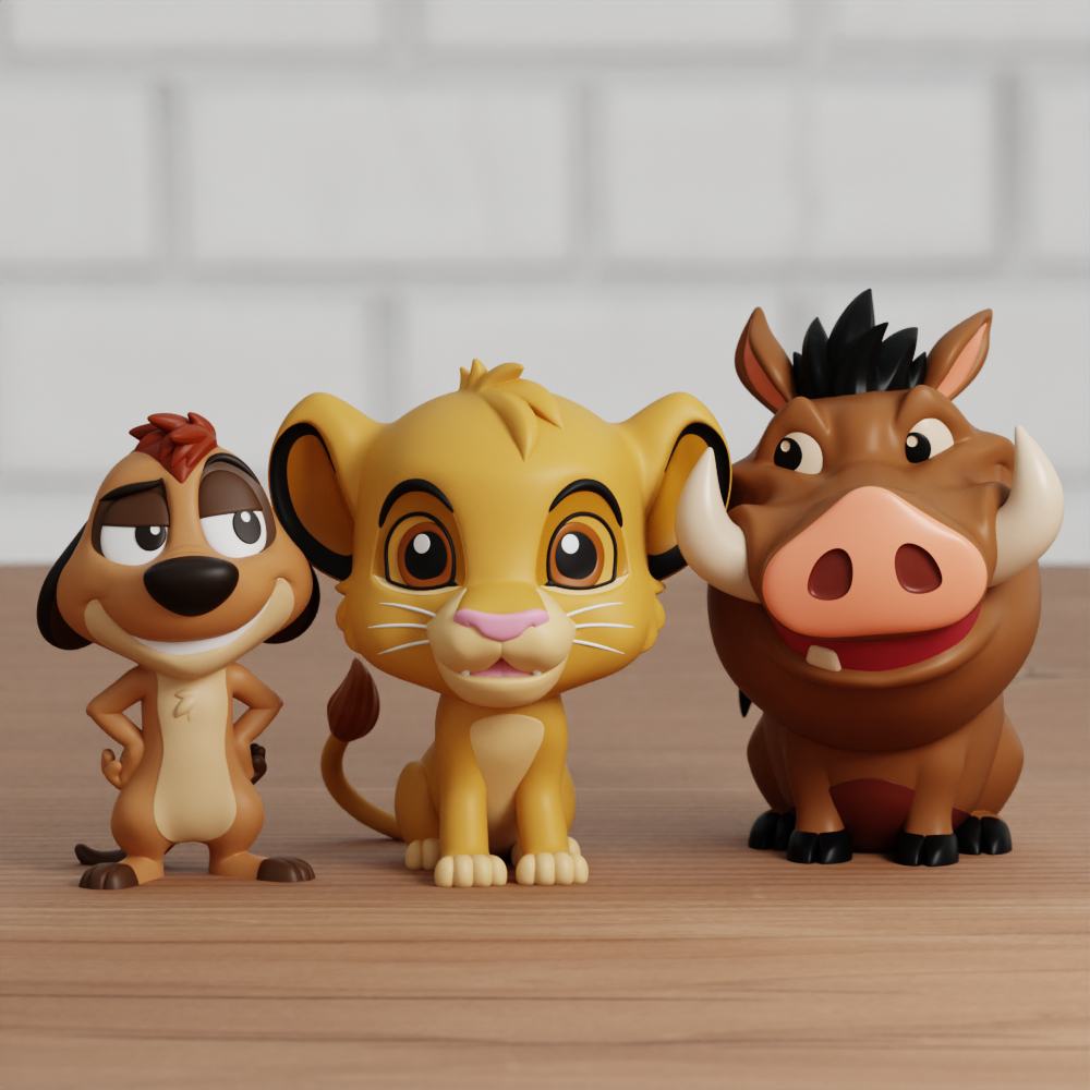 miniatura action figure rei leão timão e pumba - boneco colecionável rei leao timao e pumba e simba disney