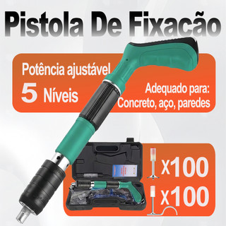 Pistola De Fixação Manual De Aço Silenciosa Para Concreto E Alvenaria + Kit 200 Pregos Grátis Com Maleta Profissional