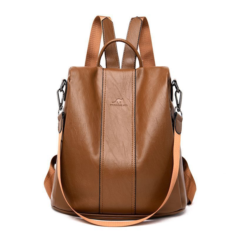 Mochila Feminina Grande Couro PU Macio Moda Elegante Versátil Grande Capacidade Trabalho Escola Dia a Dia