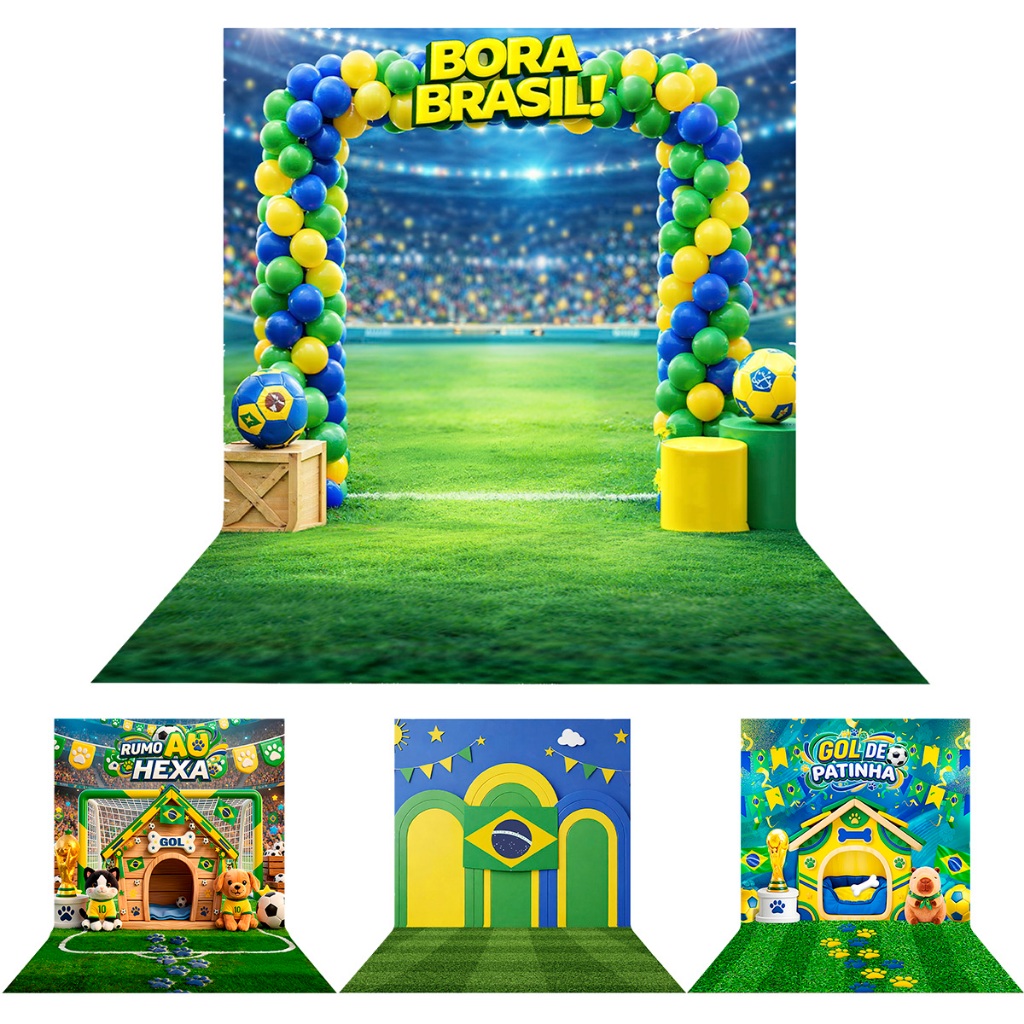 Fundo Fotográfico Pet Brasilidade Futebol Copa Em Tecido Painel Para Fotos 1,2x1,7m