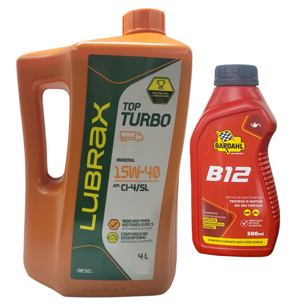 Kit Bardahl B12 500ml + Galão Óleo Motor 15w40 Top Turbo 4 litros
