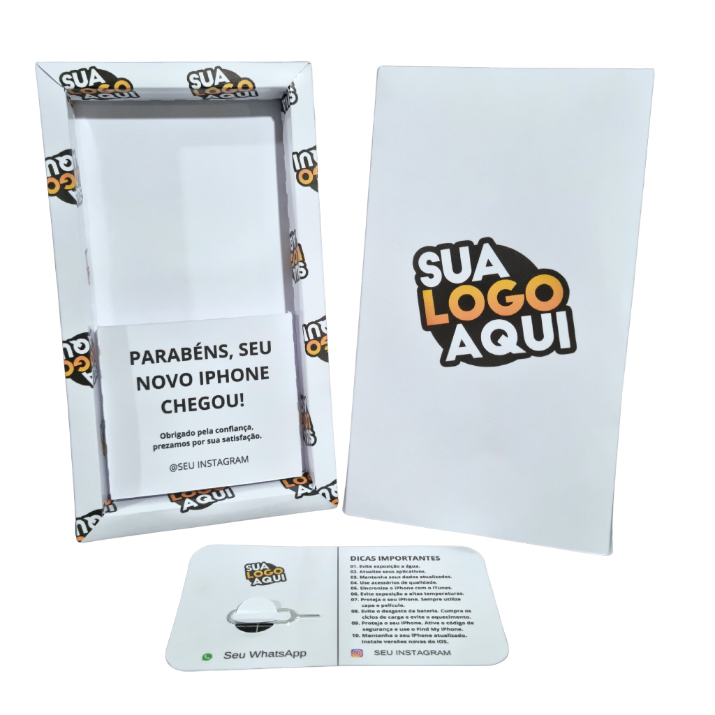 100 Caixas Personalizadas Para Telefone Celular + 100 Chaves de chip