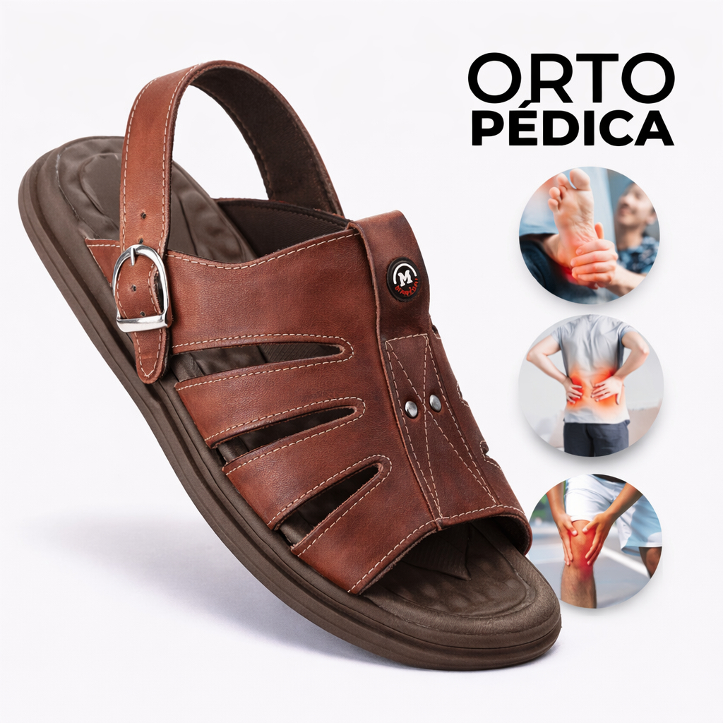 Sandalia Masculino de couro Legitimo Ortopedica Franciscana Original Anti Stress Confortavel Macia