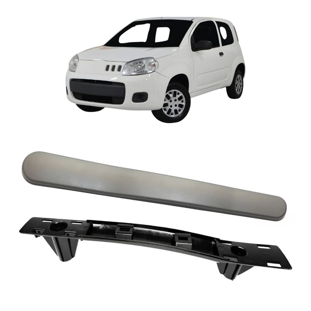 Kit 2 Peças Moldura Puxador Elétrico Uno 2 Portas 2010 a 2015 Cinza/Preto