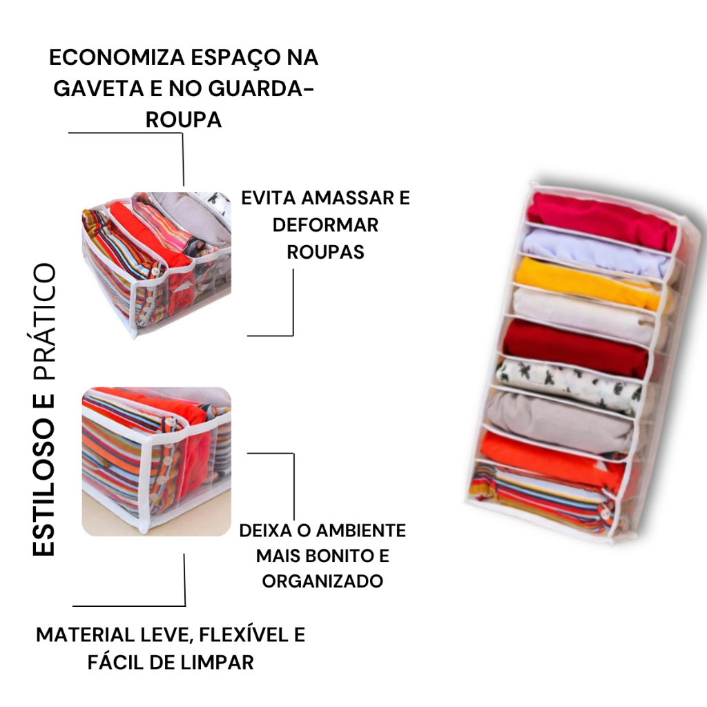 Kit 10 Organizador de Gaveta Tipo Colmeia Dobrável para Roupas, Cuecas, Meias e Acessórios Multiuso