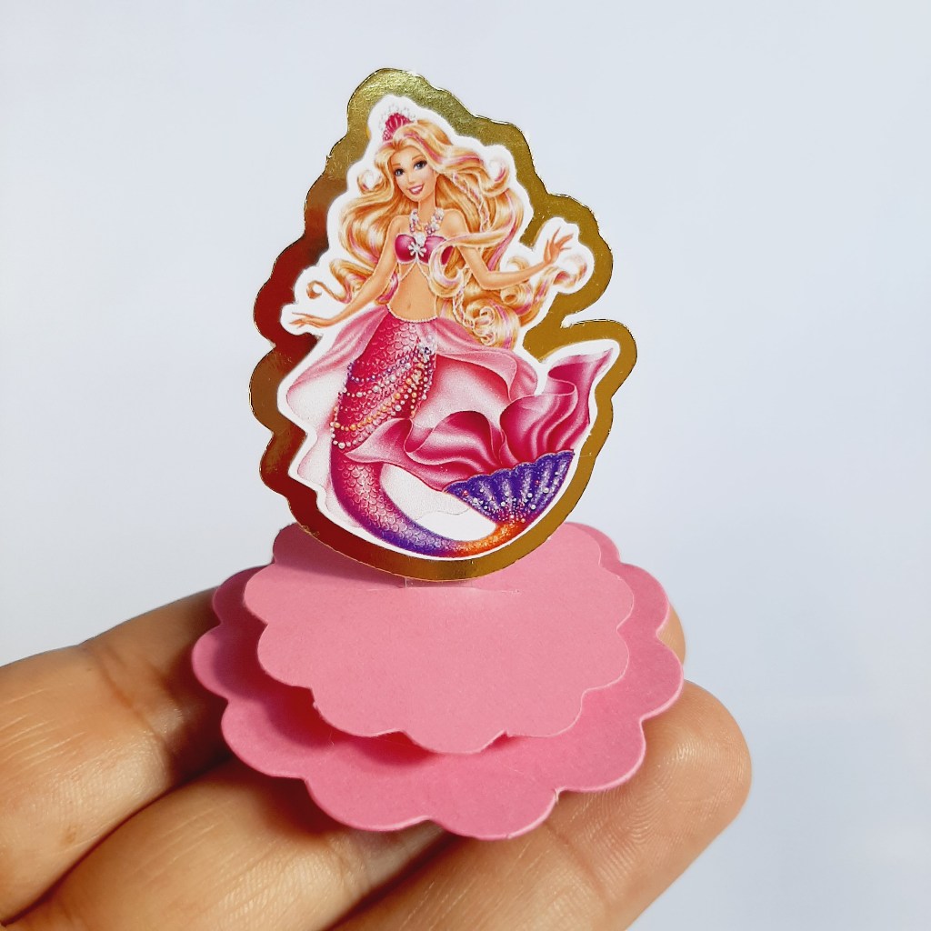 Tags Aplique 3D BARBIE SEREIA - Lembrancinhas, Apliques em pra caixinhas, cofrinhos, Nutella entre outros