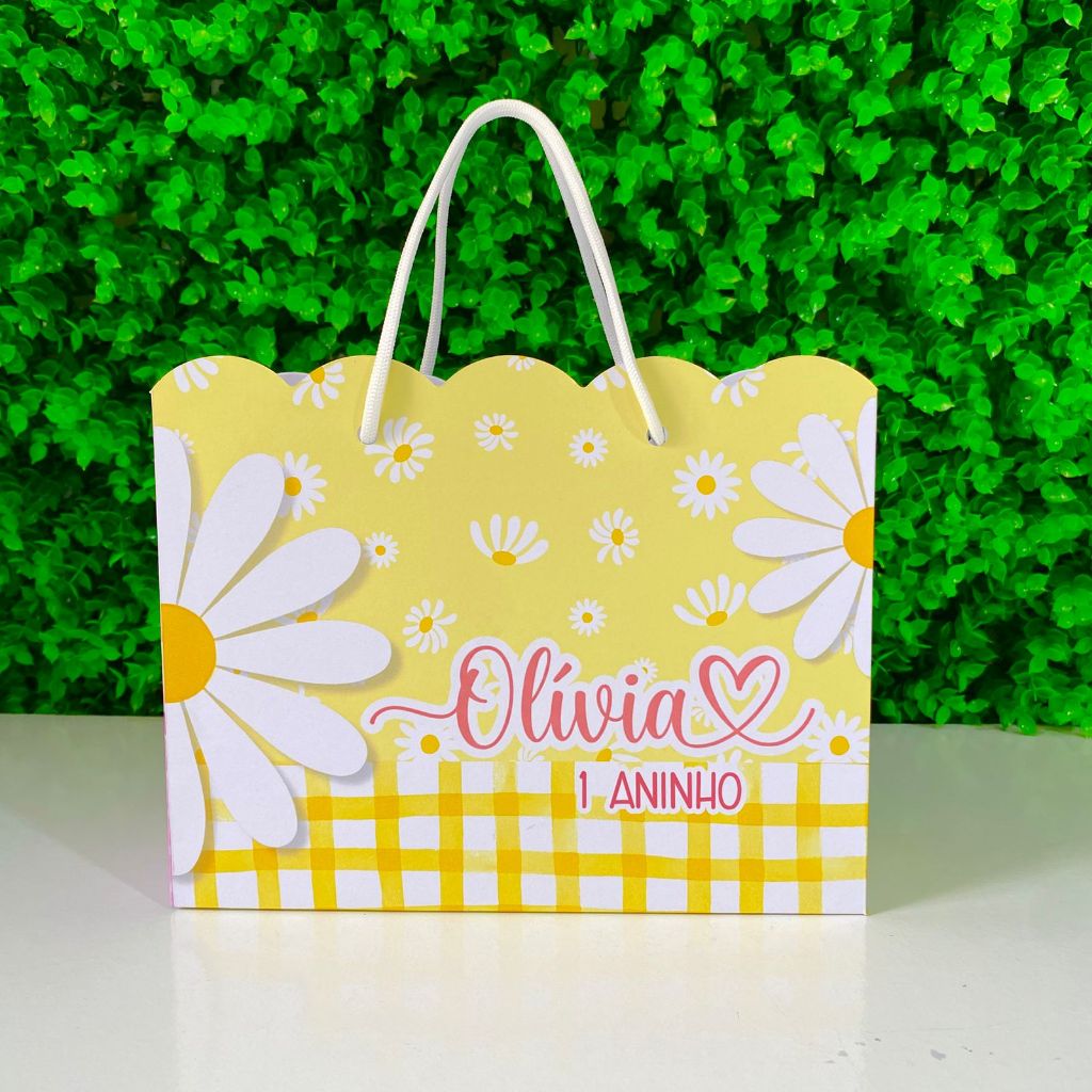 10-30 Sacolinhas Surpresa Lembrancinha Personalizada Margaridas Amarelas PEGUE E MONTE