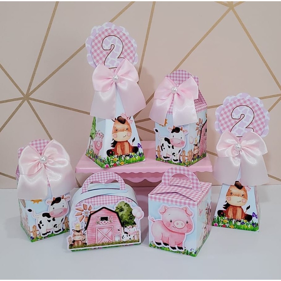 kit Pegue e monte Fazendinha rosa - Kit Festa Fazendinha Rosa l Personalizados Fazendinha