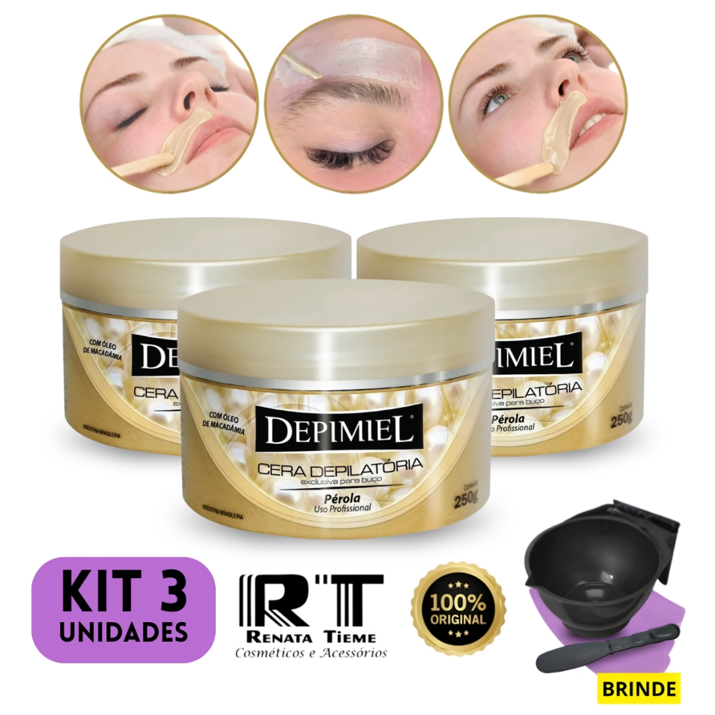 Kit Com 3 Cera Perola Depimiel Para Buço - 250g Profissional