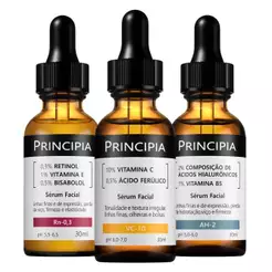 Principia Kit Rejuvenescedor Essencial Trio c/ Sérum Vitamina VC-10 + Sérum Retinol Rn-0,3 + Sérum Hialurônicos AH-2