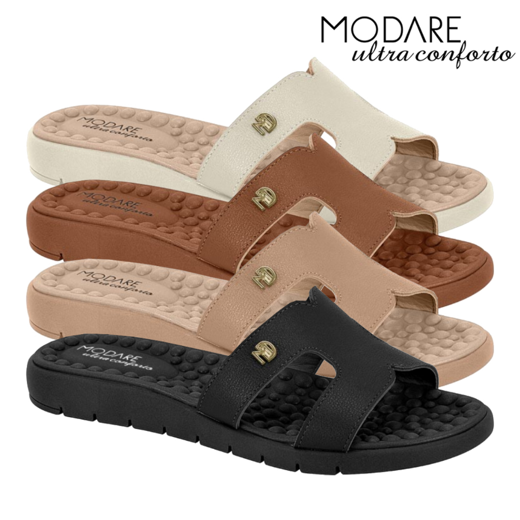 Chinelo Feminino Modare Ultraconforto Sandália Casual Tamanco Ortopédico Tira H Confortável Original