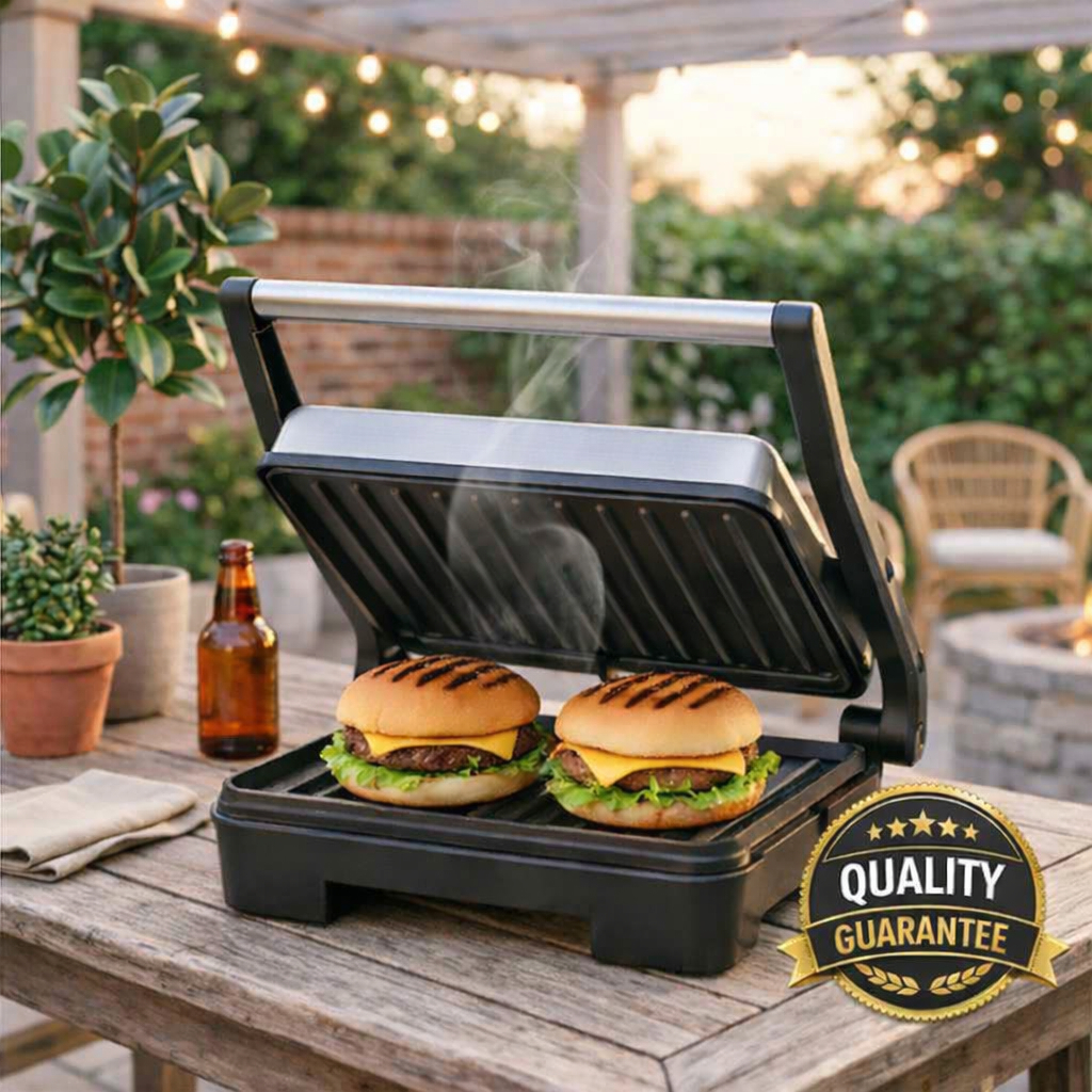 Sanduicheira Grill Elétrica 127/220V Alta Potência 1000W Design Inox Cozimento Rápido Versátil