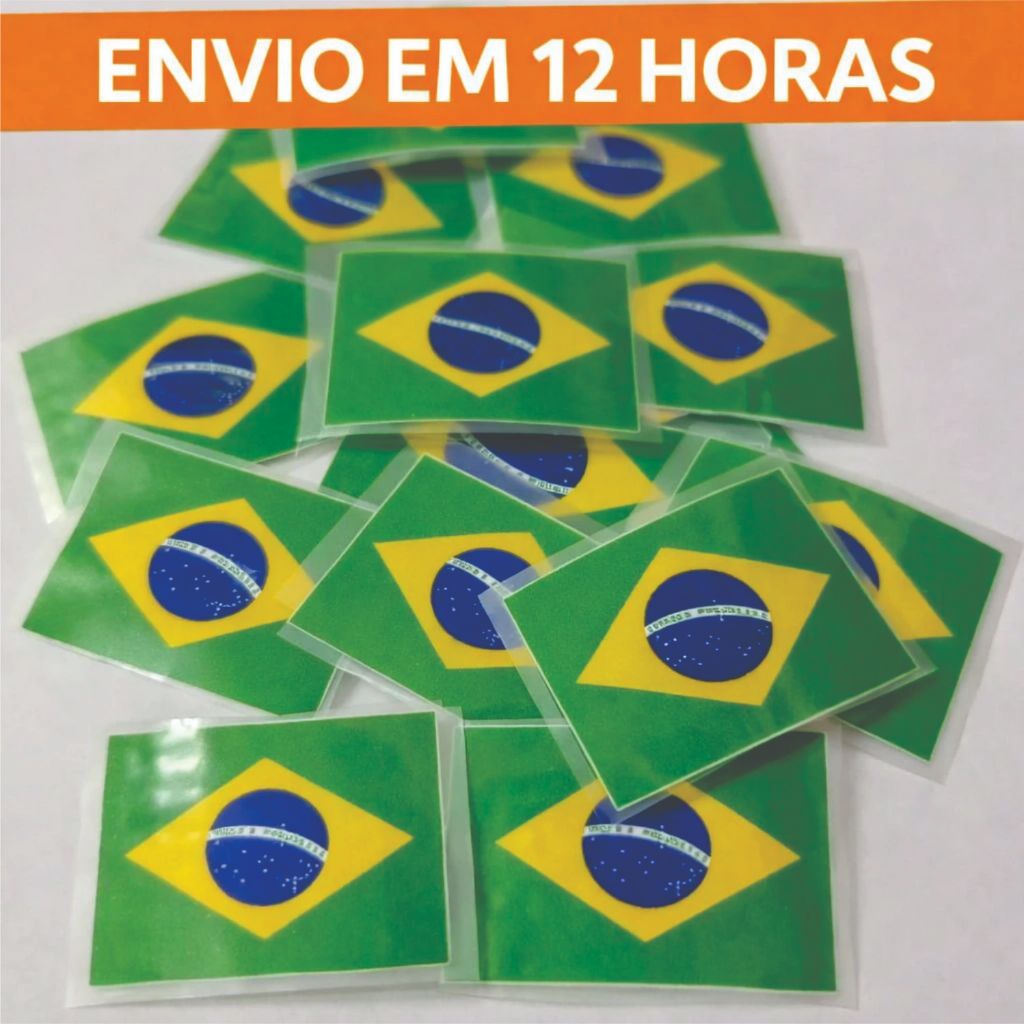 Kit Mini Bandeirinha do Brasil Termocolante 5x3cm