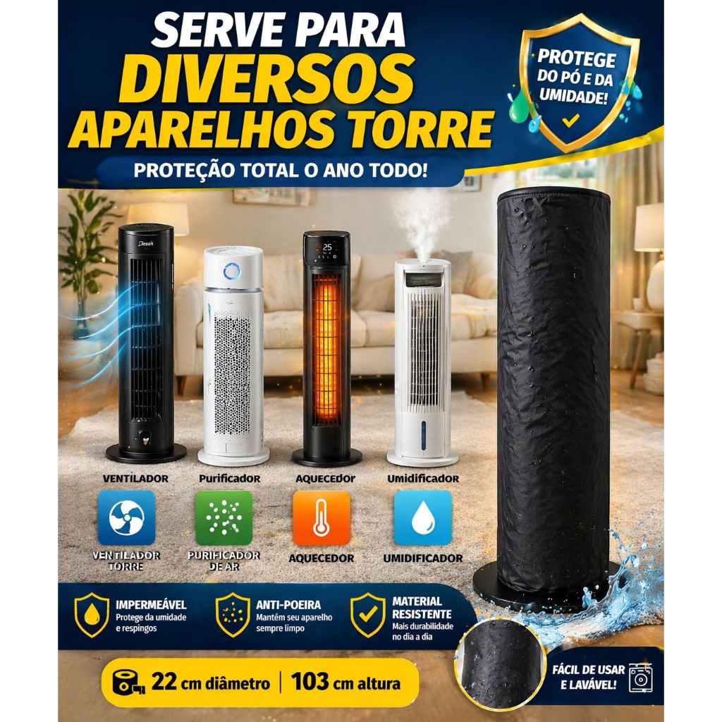 Capa Protetora Para Ventilador De Torre Impermeavel Corino Pratica