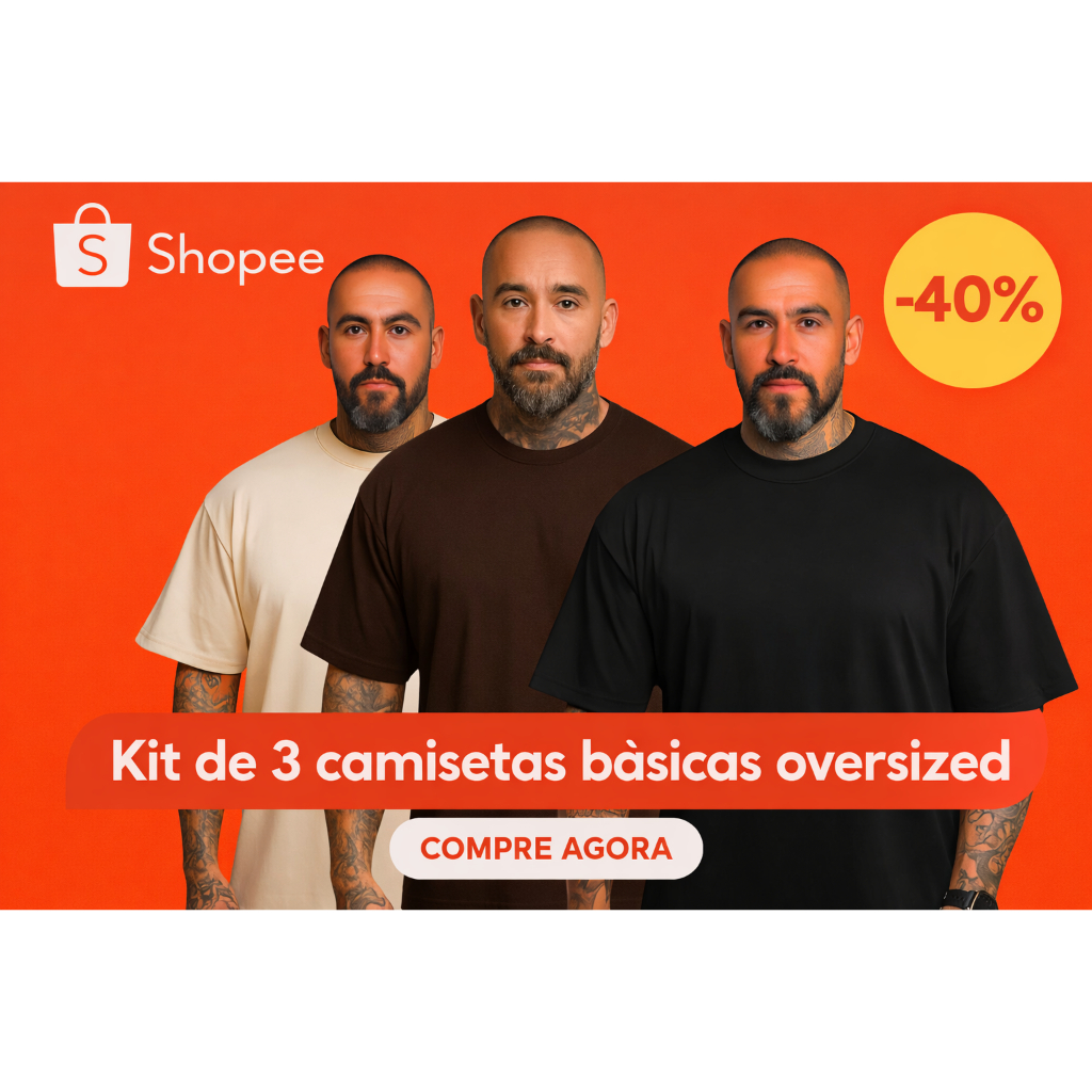 Kit 3 Camisetas Oversized Masculinas 100% Algodão Premium Streetwear Básicas Lisa (sem estampa)