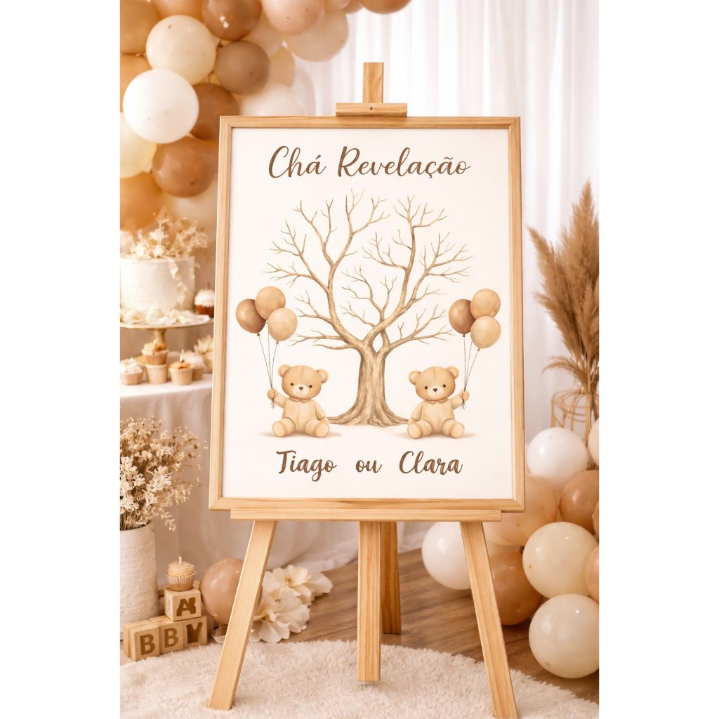 Quadro Decorativo para Chá Revelação Interativo Personalizado Impressão Alta Qualidade MDF 3mm