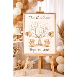 Quadro Decorativo para Chá Revelação Interativo Personalizado Impressão Alta Qualidade MDF 3mm