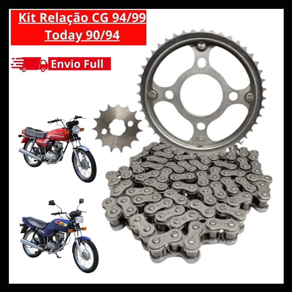 Kit Relação Transmissão Tração Honda Cg Today Titan 1984 Até 1999 Aço1045 Promoção aço 1045