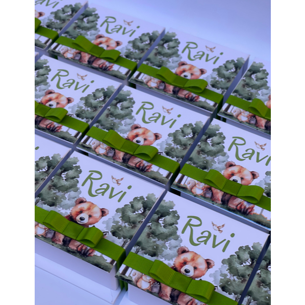 10 Caixinhas de Bençãos Lembrancinha PERSONALIZADA Versículos Orações Aniversário Batizado Maternidade URSINHO MENINO