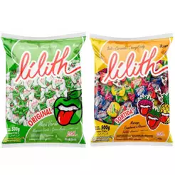 Kit 2 Bala Mastigável Lilith Sabor Maçã Verde e Sortido 500g - Cory