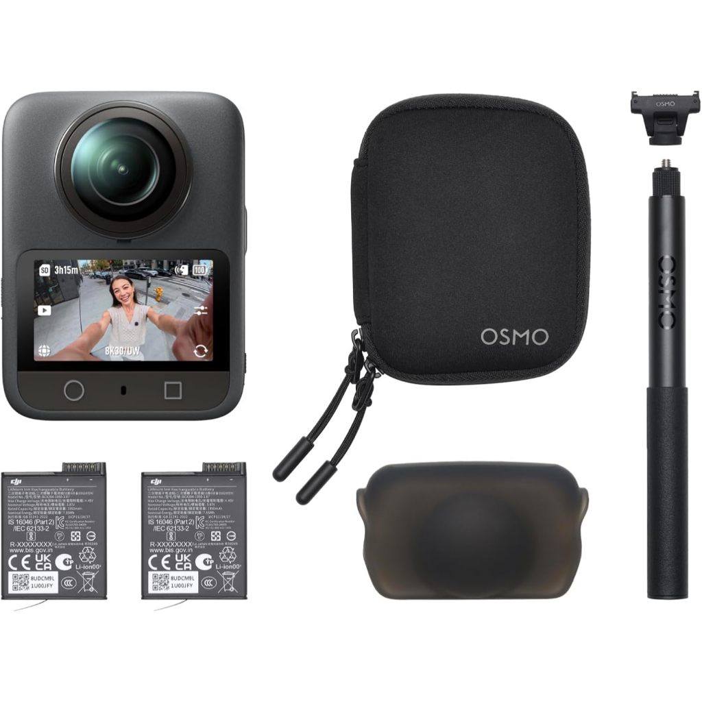 DJI Osmo 360 Essential Combo Sensor de 1 Polegada | Camera 360° Nativo em 8K |  Vídeo 4K a 120 fps