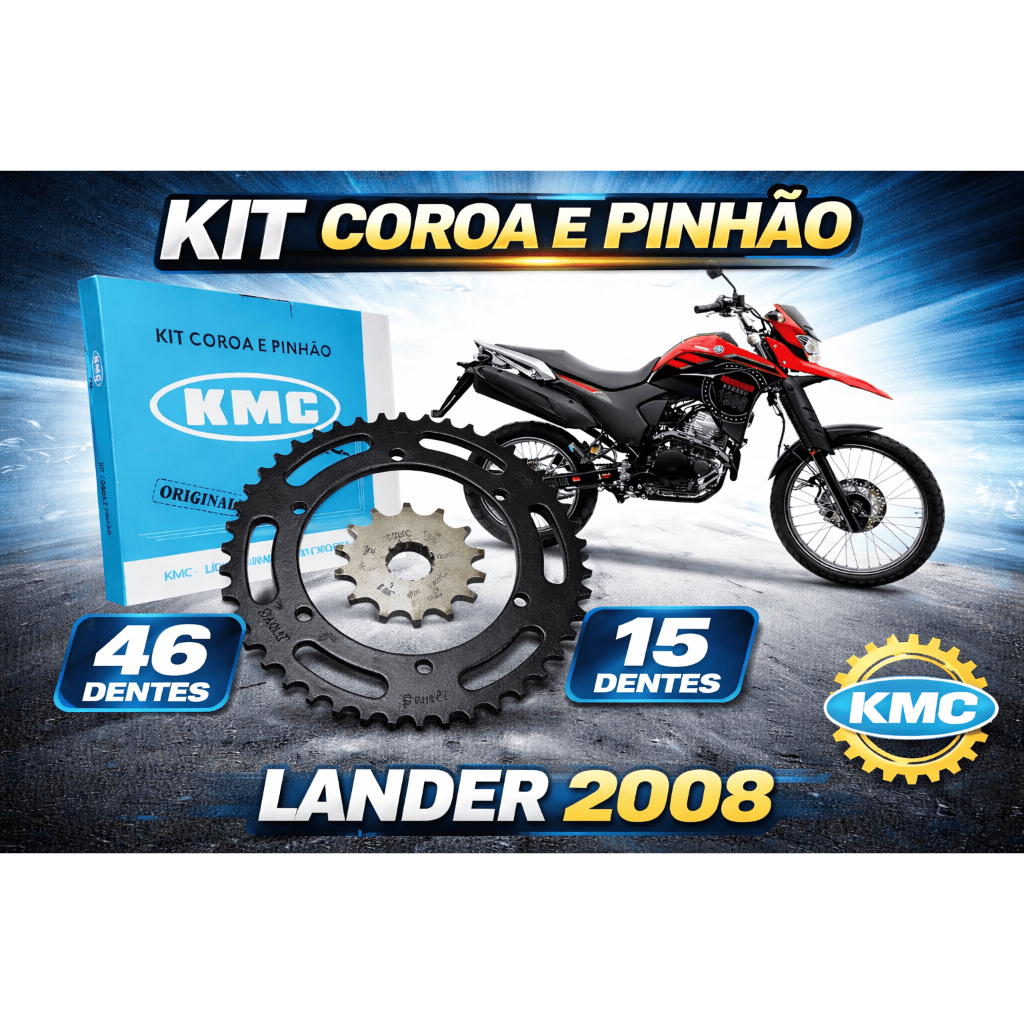KIT COROA E PINHÃO LANDER 250 2008 KMC PRO ORIGINAL – ALTA DURABILIDADE