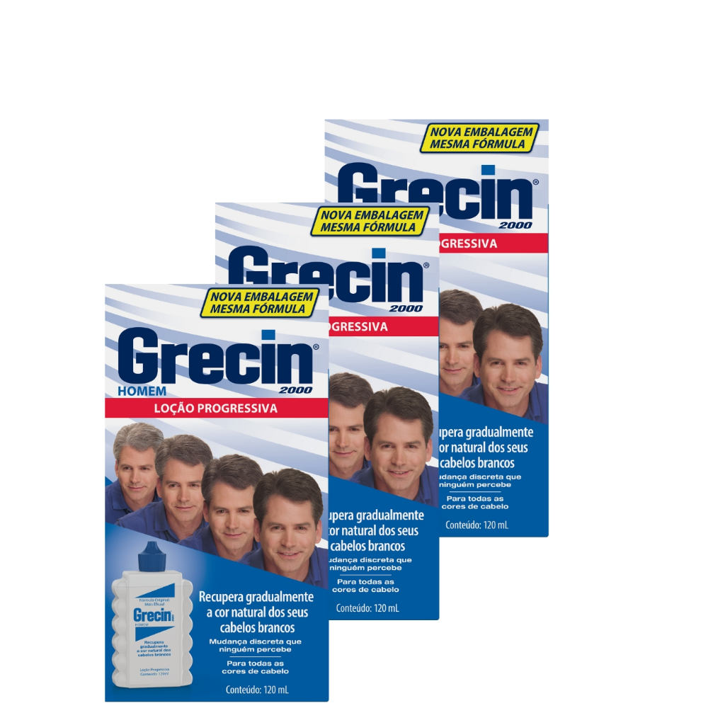 Kit 3x Loção Progressiva Tonalizante Grecin 2000 Matizador E Redutor De Grisalhos 120g