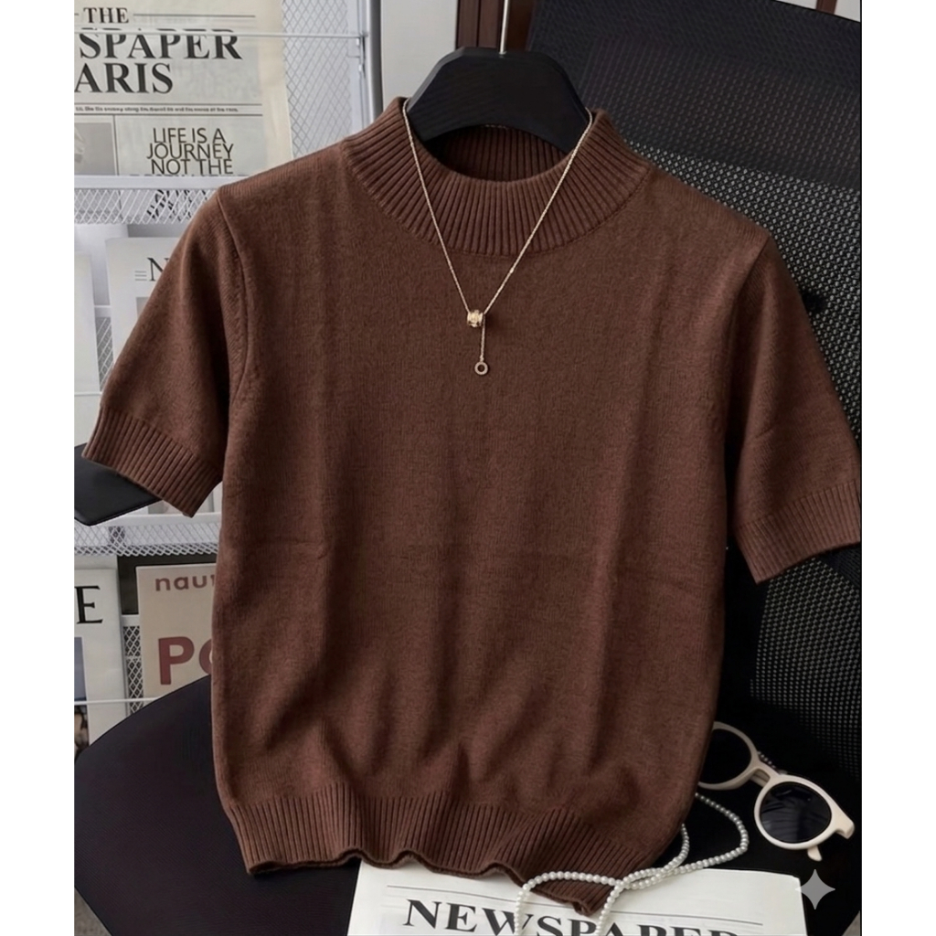 Blusa Modal Lisa Manga Curta Moda Feminina Primavera Verão 2025/2026 Camiseta Básica