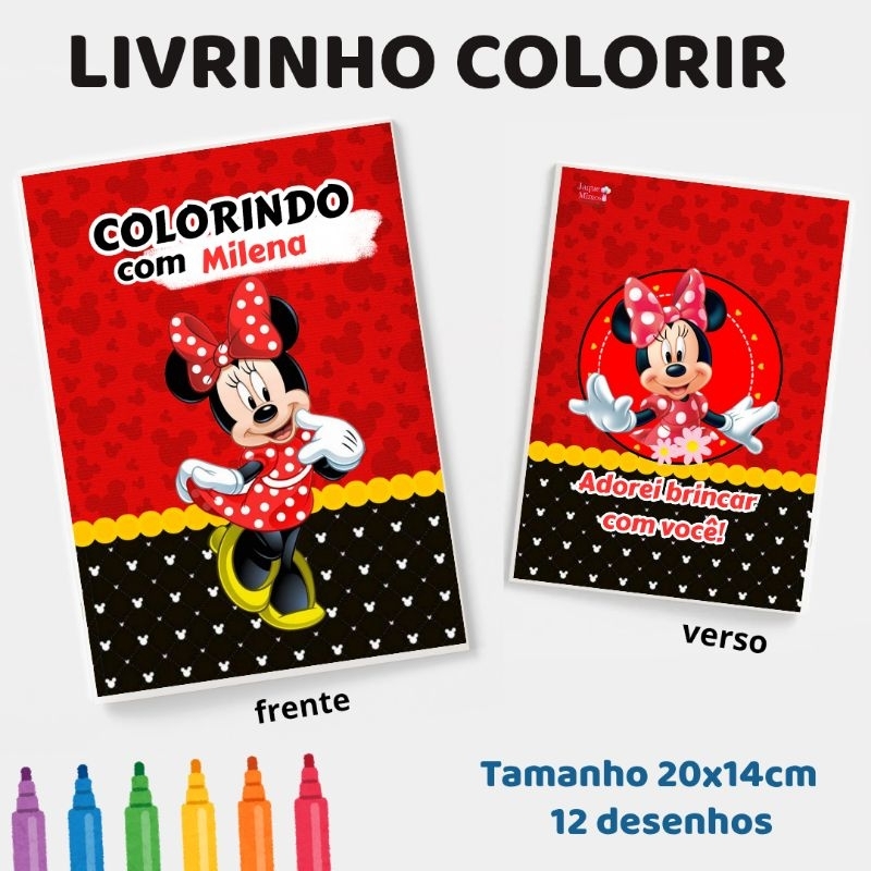 10 Livrinhos MINIE Vermelha personalizados, lembrancinhas aniversário Infantil, GRANDE 20X14