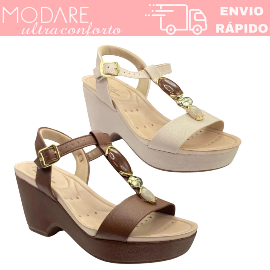Sandália Anabela Modare 7137.150 Feminina Conforto Ortopédica Leve Casual Antiderrapante Original