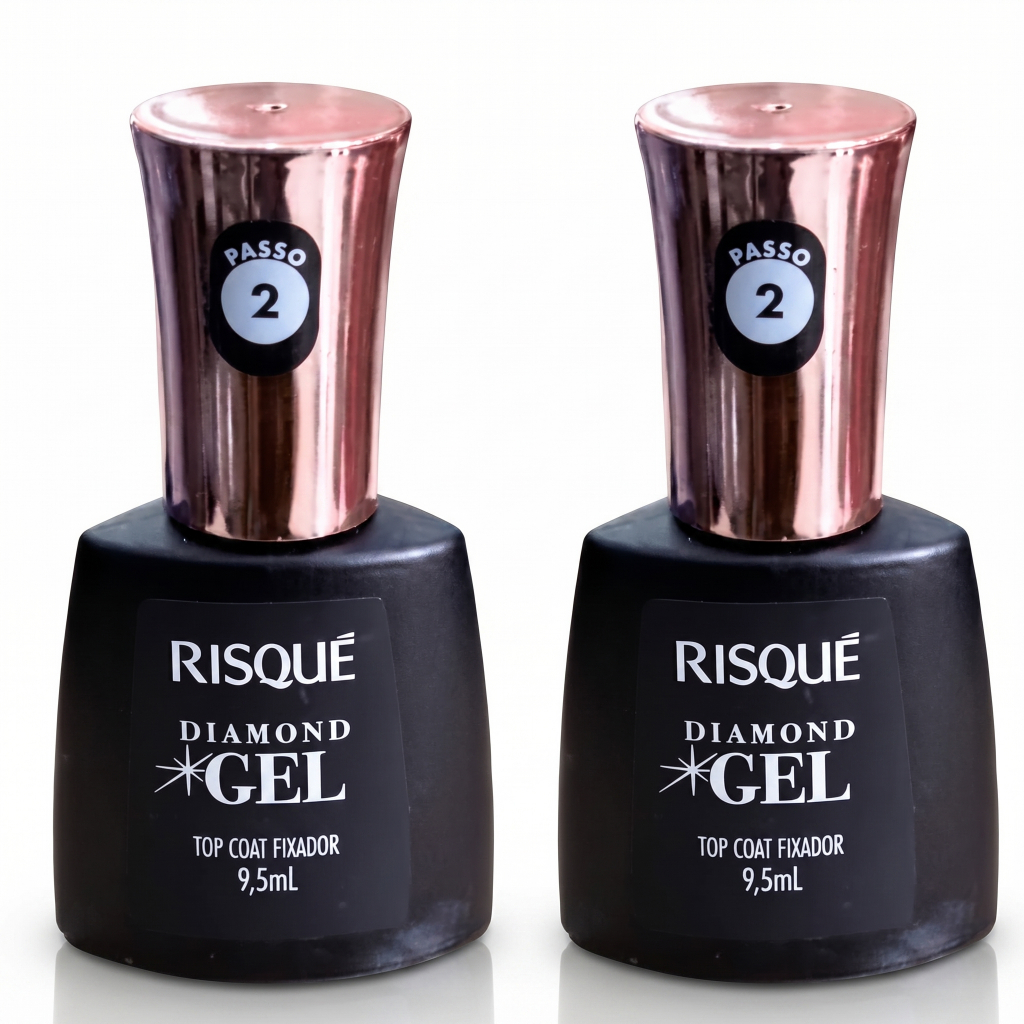 Kit c/2 Risqué Top Coat Fixador Diamond Gel Cremoso 9,5ml original