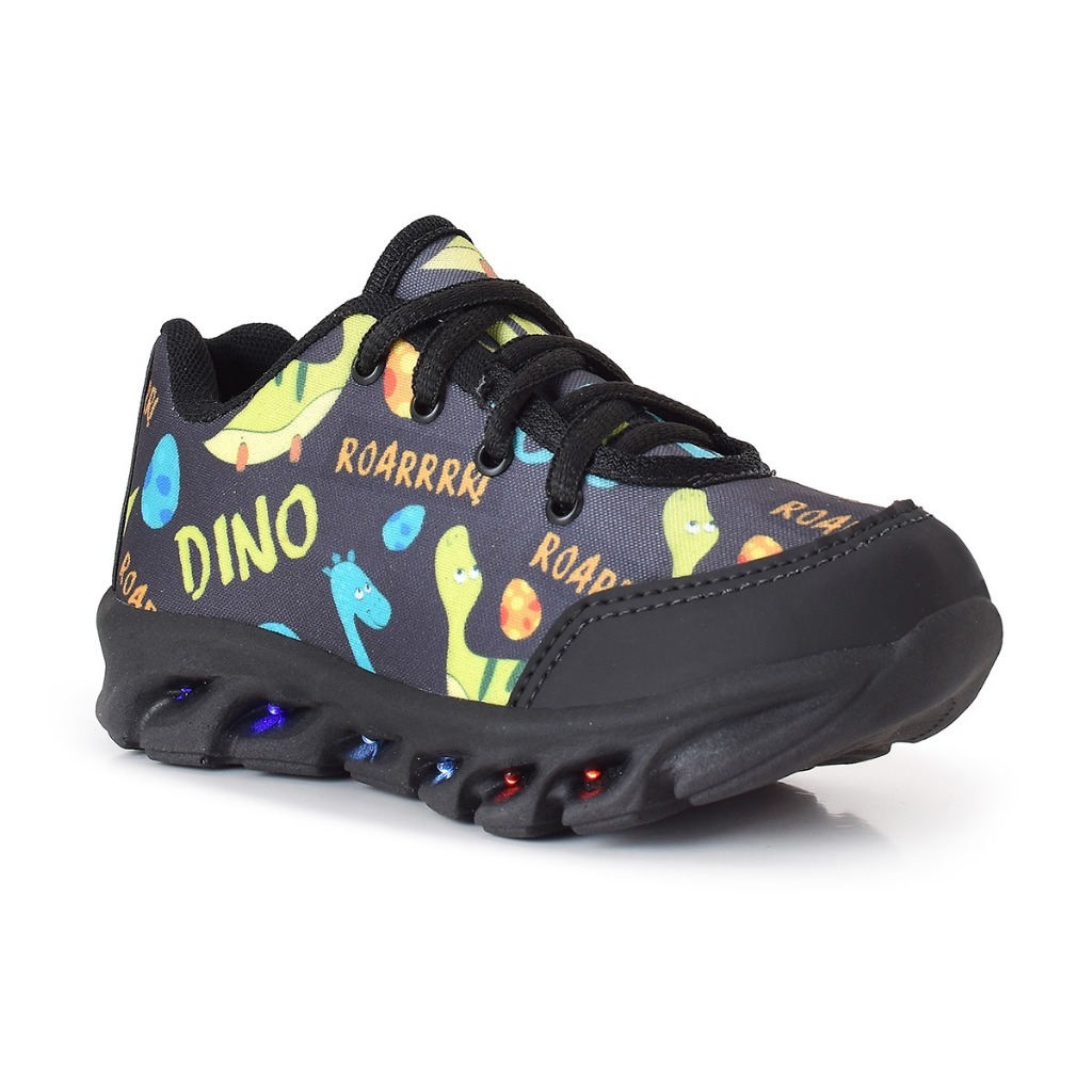 Tênis DINOSSAURO Infantil Menina LED Casual escolar Personagem desenho animado Luzes coloridas luz piscando Criança