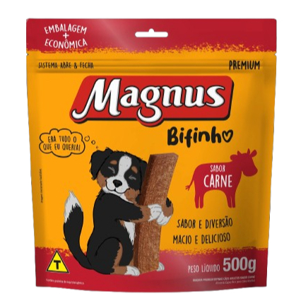 Bifinho Magnus para Cães Adultos Sabor Carne 500g - Textura Macia e Saúde Bucal